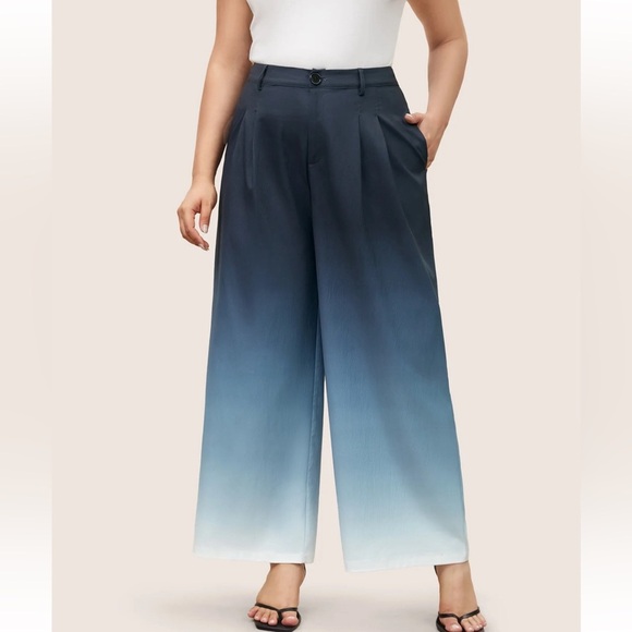BloomChic Plus Size 2XL Ombre Pleated High Rise Straight Leg Pants us22-24 - Picture 1 of 7